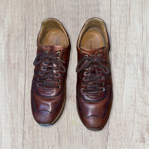 Magnanni Marlow Cognac Brown Leather Lace Up Men Sneakers size 10 - Picture 6 of 11